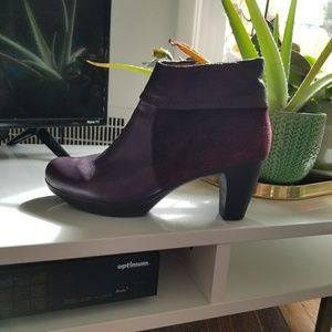 Eggplant leather/suede platform bootie